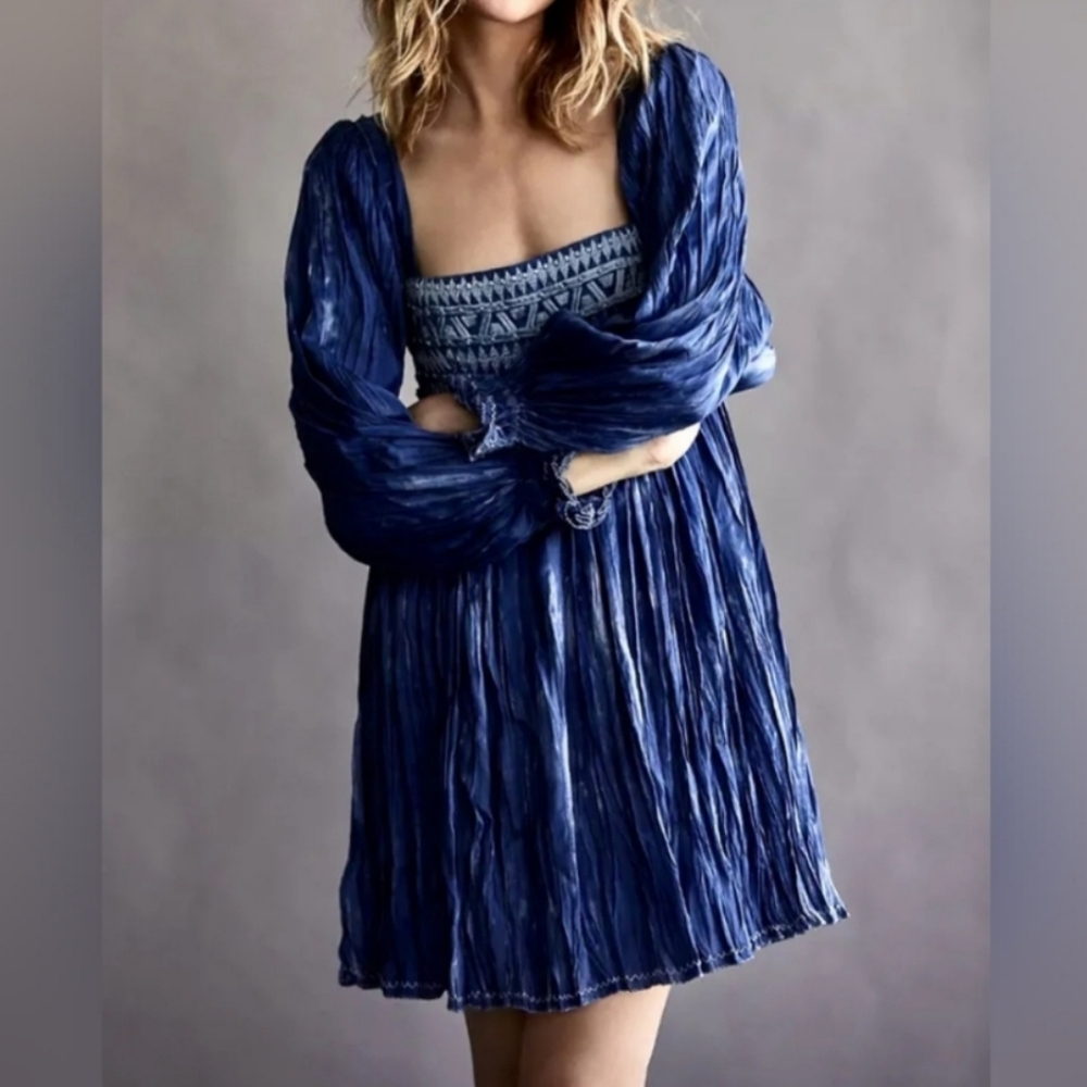 Free People Shara Pleated Mini Dress